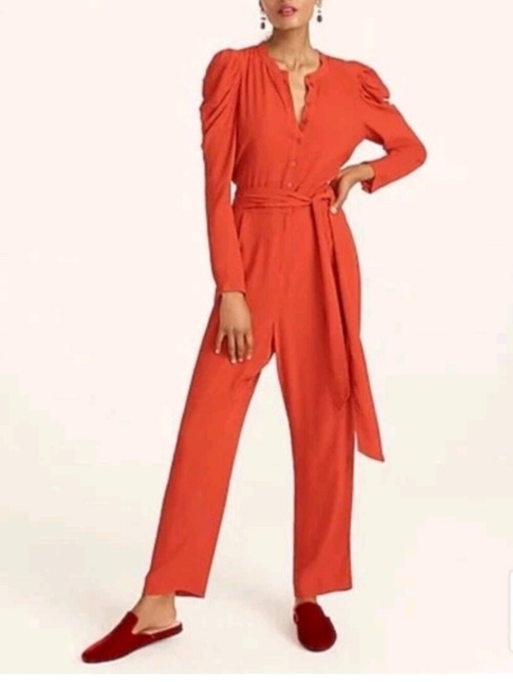 JCREW-Drapey Puff Long Sleeve Jumpsuit-Size 8